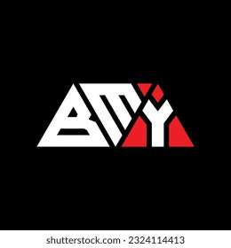 BMY triangle letter logo design with triangle shape. BMY triangle logo design monogram. BMY triangle vector logo template with red color. BMY triangular logo Simple, Elegant, and Luxurious design