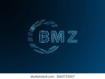 Diseño de Vector de logotipo de letra polivinílica baja BMZ. Diseño de logotipo de poliéster inferior de BMZ. Diseño único del logotipo de baja poli de BMZ.