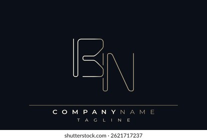 BN Abstract Line Style Logo. Minimalist Design Featuring the Letters B and N Abstract Line Style