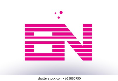 bn b n alphabet letter logo pink purple line stripe company design template creative abstract vector