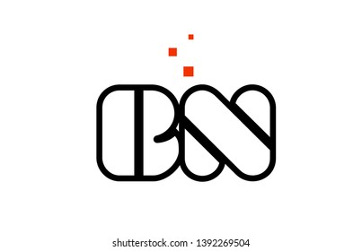 BN B N black white red dots alphabet letter combination suitable as a logo icon design for a company or business