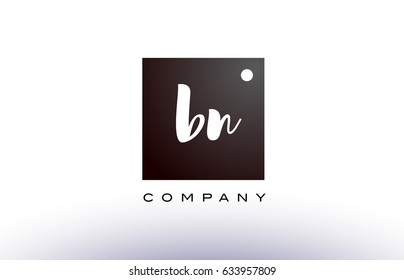 BN B N black white handwritten handwriting alphabet company letter logo square design template dot dots creative abstract