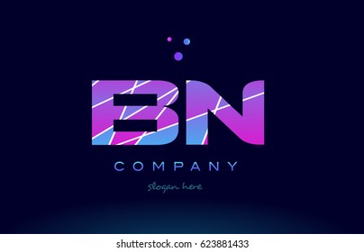 bn b n  creative color blue background pink purple magenta alphabet letter company logo vector icon