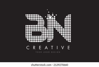 BN B N Dots Letter Logo Design White Magenta Bubble Circles and Swoosh