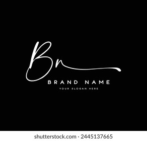 bn b n initial letter handwriting and signature logo