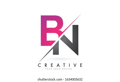 BN B N Letter Logo with Color block Design and Creative Cut. Creative logo design.