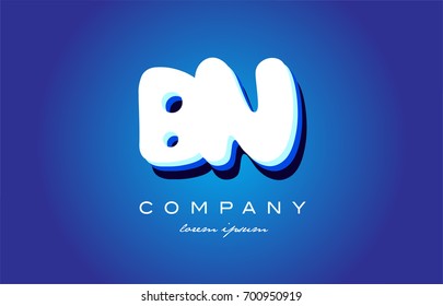 BN B N letter logo combination alphabet vector creative company icon design template modern blue white 3d