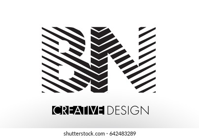 BN B N Lines Letter Design with Creative Elegant Zebra Vector Illustration.