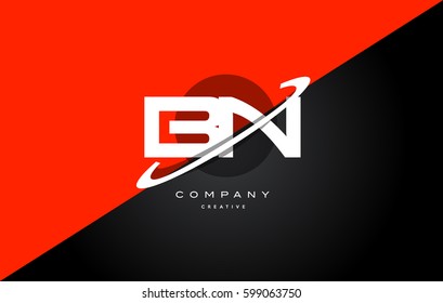 bn b n  red black white technology swoosh alphabet company letter logo design vector icon template 