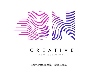 BN B N Zebra Letter Logo Design with Black and White Stripes Vector