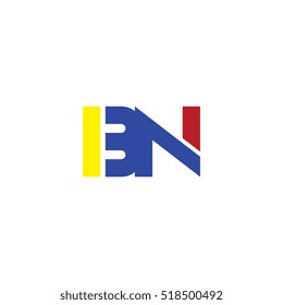 BN flat initial letter logo combining yellow blue red