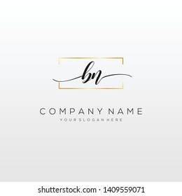 BN handwriting initial logo template vector.