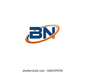 BN initial company blue orange swoosh logo