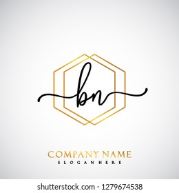 BN Initial Handwriting logo template vector