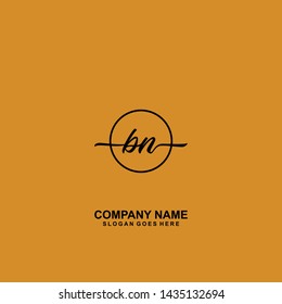 BN Initial handwriting logo template vector
