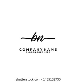 BN Initial handwriting logo template vector