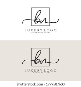 BN Initial handwriting logo template vector