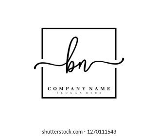 BN Initial handwriting square minimalist logo vector