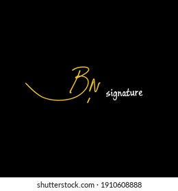 BN initial handwritten calligraphy, for monogram and logo