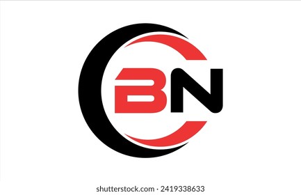 BN initial letter creative circle icon swoosh logo design vector. monogram, lettermark, circle, calligraphy, symbol, emblem, elegant, abstract, wordmark, sign, art, typography, icon, minimal, premium