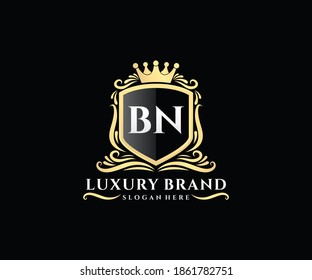BN Letra inicial Oro caligrafía caligráfica femenina floral mano trenzada heráldica monograma antiguo estilo vintage diseño logotipo de lujo estilo antiguo.