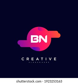 BN Initial Letter Logo Symbol Design Template Elemente mit Welle bunt Kunst.