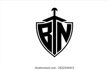 BN initial letter shield icon gaming logo design vector. batman, sports logo, monogram, shield, war game, symbol, playing logo, abstract, fighting, typography, icon, minimal, premier league, club logo