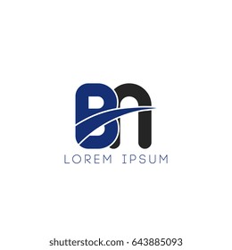 bn initial letter uppercase logo blue and black