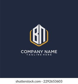 BN initial monogram building logo for real estate with creative polygon style design