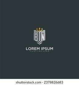 BN initial monogram for crown and shield logo design