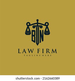 BN initial monogram for lawfirm logo with sword and scale