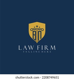 BN initial monogram lawfirm logo with pillar and shield design