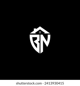 Iniciales BN logotipo de escudo premium monograma con diseños para el hogar plantillas modernas