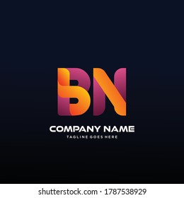 BN Letter initial Logo Vector With colorful, logo for media business