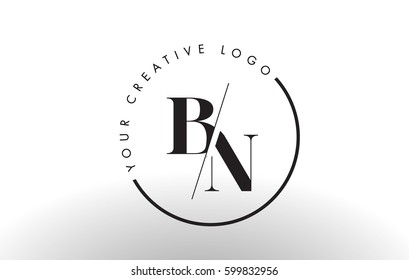 BN Letter Logo Design with Creative Intersected and Cutted Serif Font.
