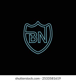 Logotipo de la letra del BN con el escudo, diseño de la Plantilla del logotipo del escudo del BN