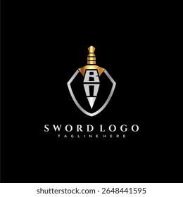 BN carta monograma de luxo para escudo e espada estilo imagem