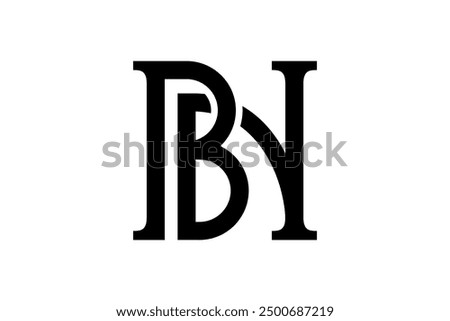 BN letter monogram logo design, icon, symbol, initials. Combination of B and N letter in serif typeface, classy looks in monogram logo design style. Very match for fashion, apparel, law office etc.