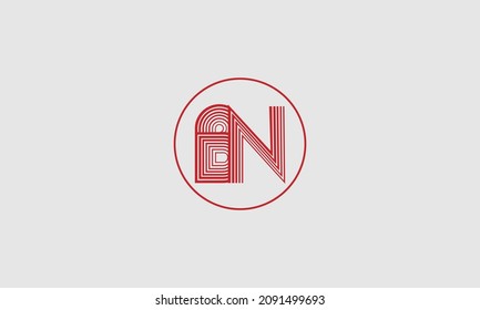 BN Lines Warp Logo Design. Letter Icon Made with Circular Outline.