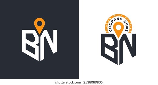 BN Locación Logo Paquete. Letra BN Logo Dual Vector Iconos para Reclutamiento y Navegación