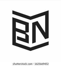 BN Logo Emblem Monogram With Shield Style Design Template Isolated On white Background