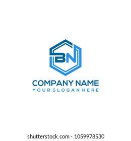 BN logo letter initial, Abstract polygonal Background Logo,