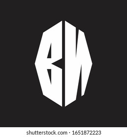 BN Logo monogram with octagonal ribbon style design template
