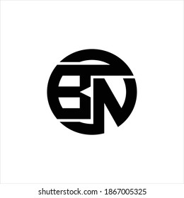 BN Logo monogram with rounded line swipe design template