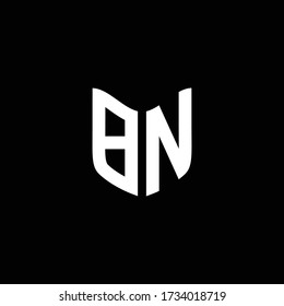 BN logo monogram with shield shape design template
