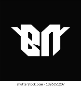 BN-Logo-Monogramm mit einer einzigen Flügel-Design-Vorlage auf schwarzem Hintergrund