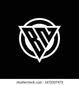 BN logo with negative space triangle shape and circle rounded design template isolated on black background