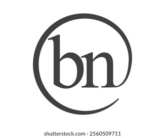 BN logo from two letter with circle shape email sign style. B and N round logotype of business company for brand identity.