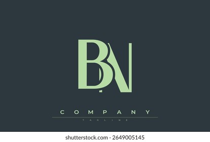 BN Modern Initials Logo Design. Branding logo with stylized initials showcasing bold design and modern aesthetic. Ideal for professional business branding or creative projects focusing on minimalistic