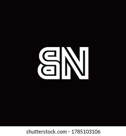 BN monogram logo with abstract line design template